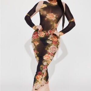 NWT Fashion Nova Venus Mesh Maxi Dress